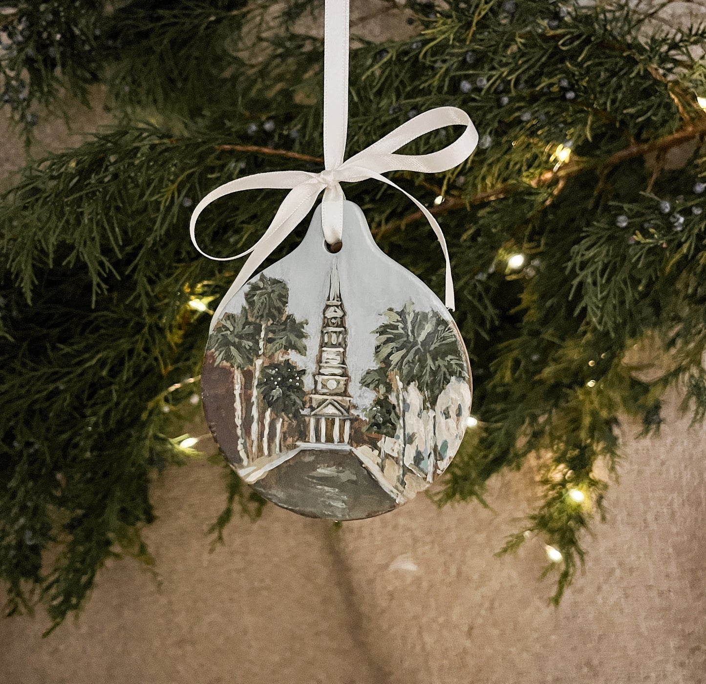 Hand-Painted Charleston Church Ceramic Christmas Ornament