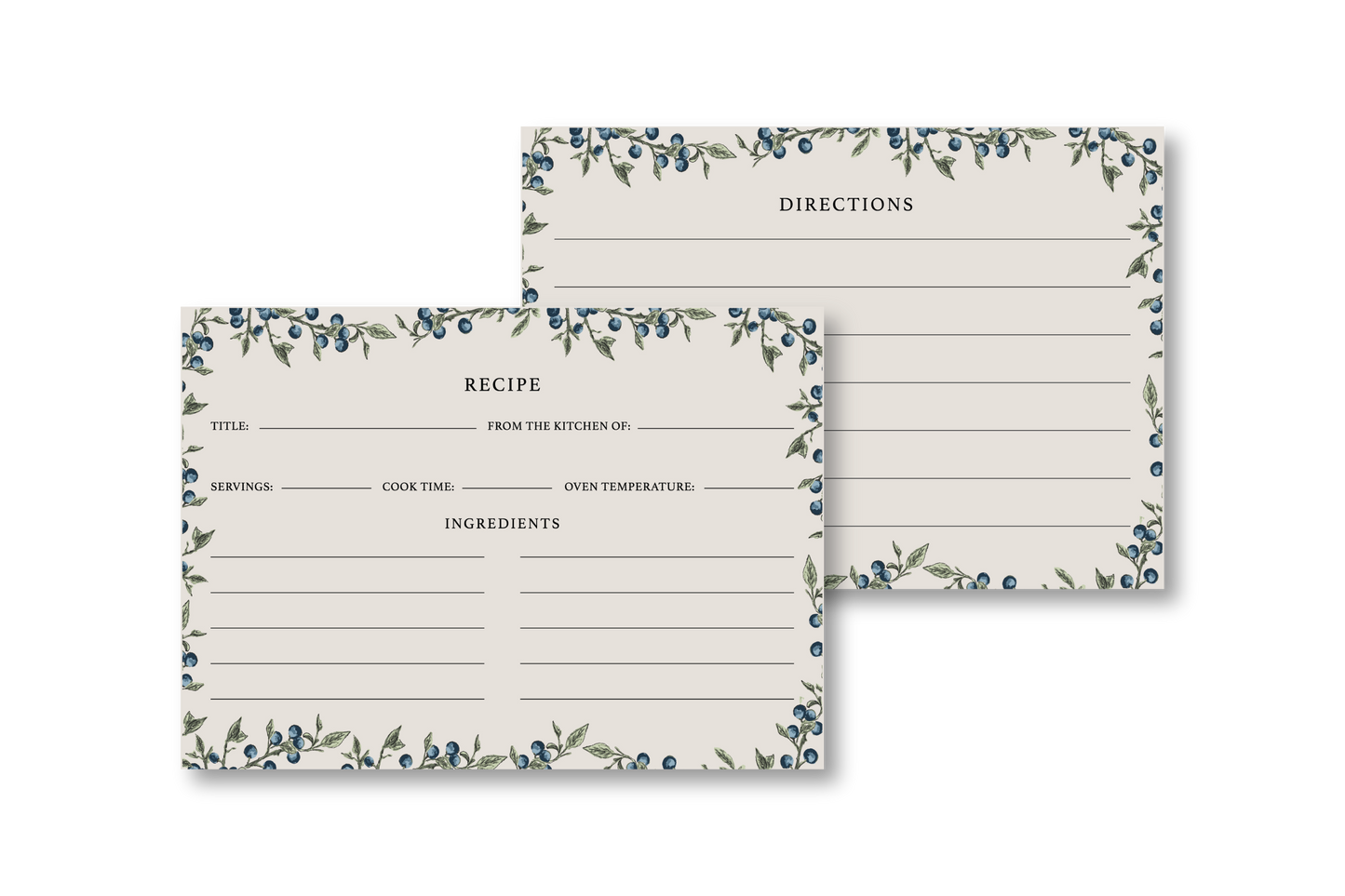 Blueberry Recipe Cards