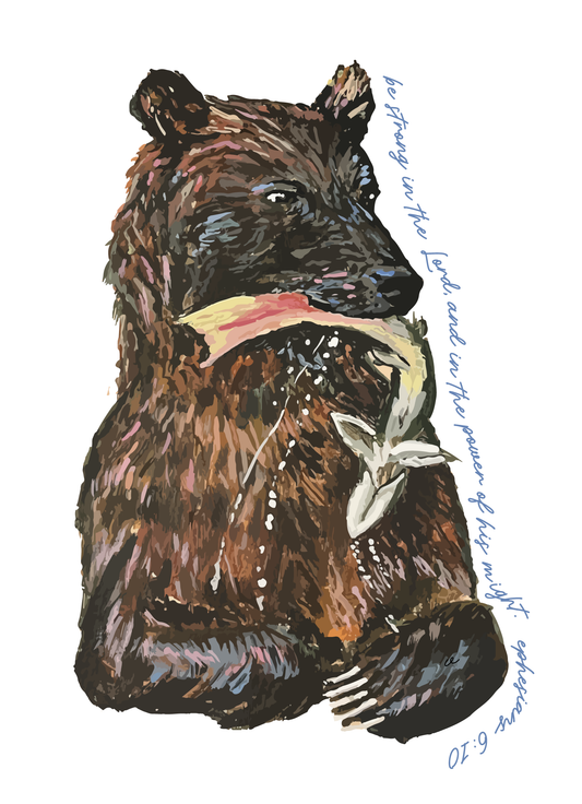 Bear+ Trout Print With Scripture