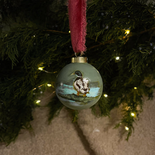 Hand-Painted Ceramic Duck 1 Christmas Ornament