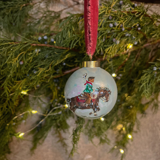Hand-Painted Ceramic Cowboy Christmas Ornament