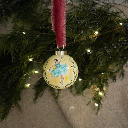 Hand-Painted Ceramic Ballerina Christmas Ornament