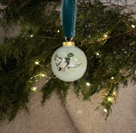 Hand-Painted Ceramic Duck 2 Christmas Ornament