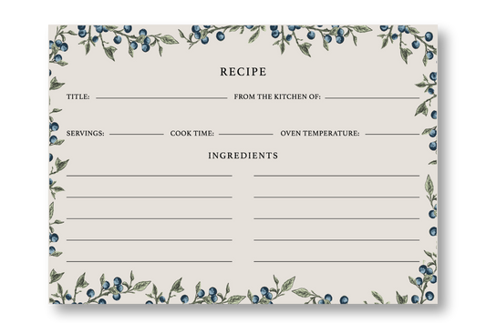 Blueberry Recipe Cards