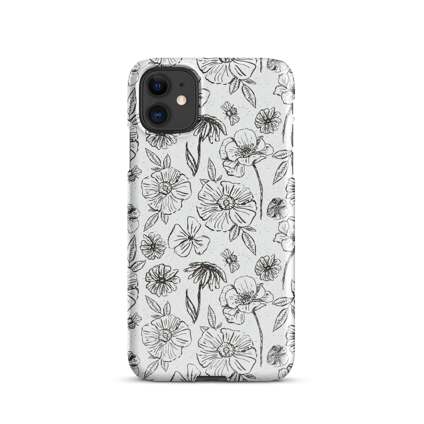 Black Floral Magnolia Print IPhone Case