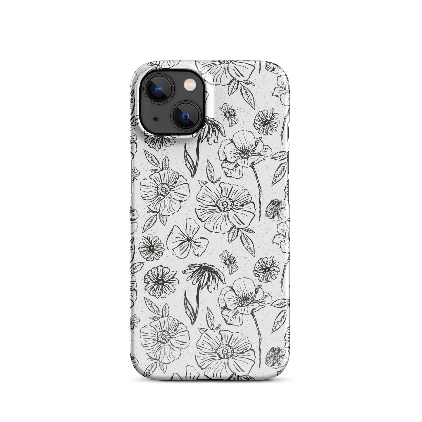 Black Floral Magnolia Print IPhone Case