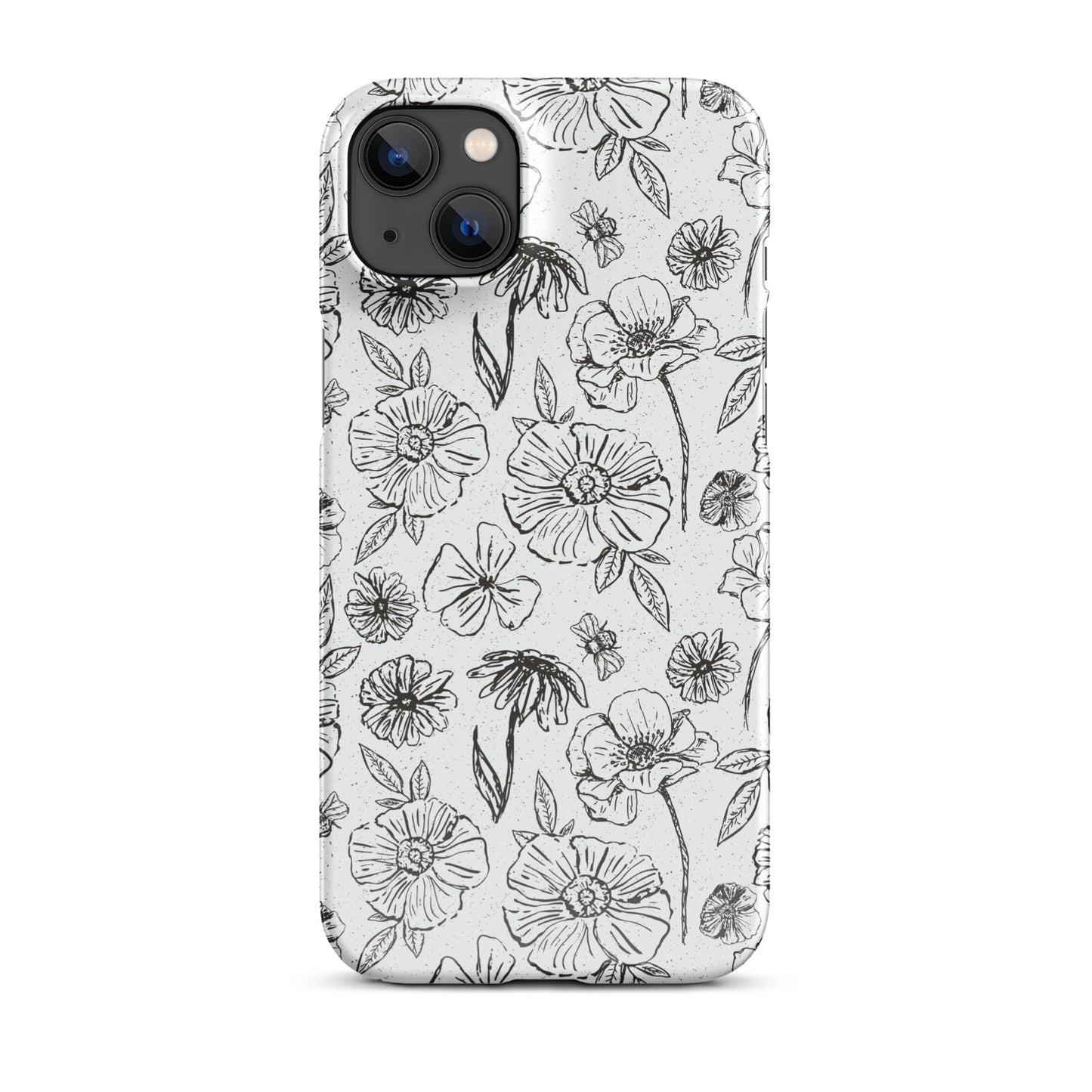 Black Floral Magnolia Print IPhone Case