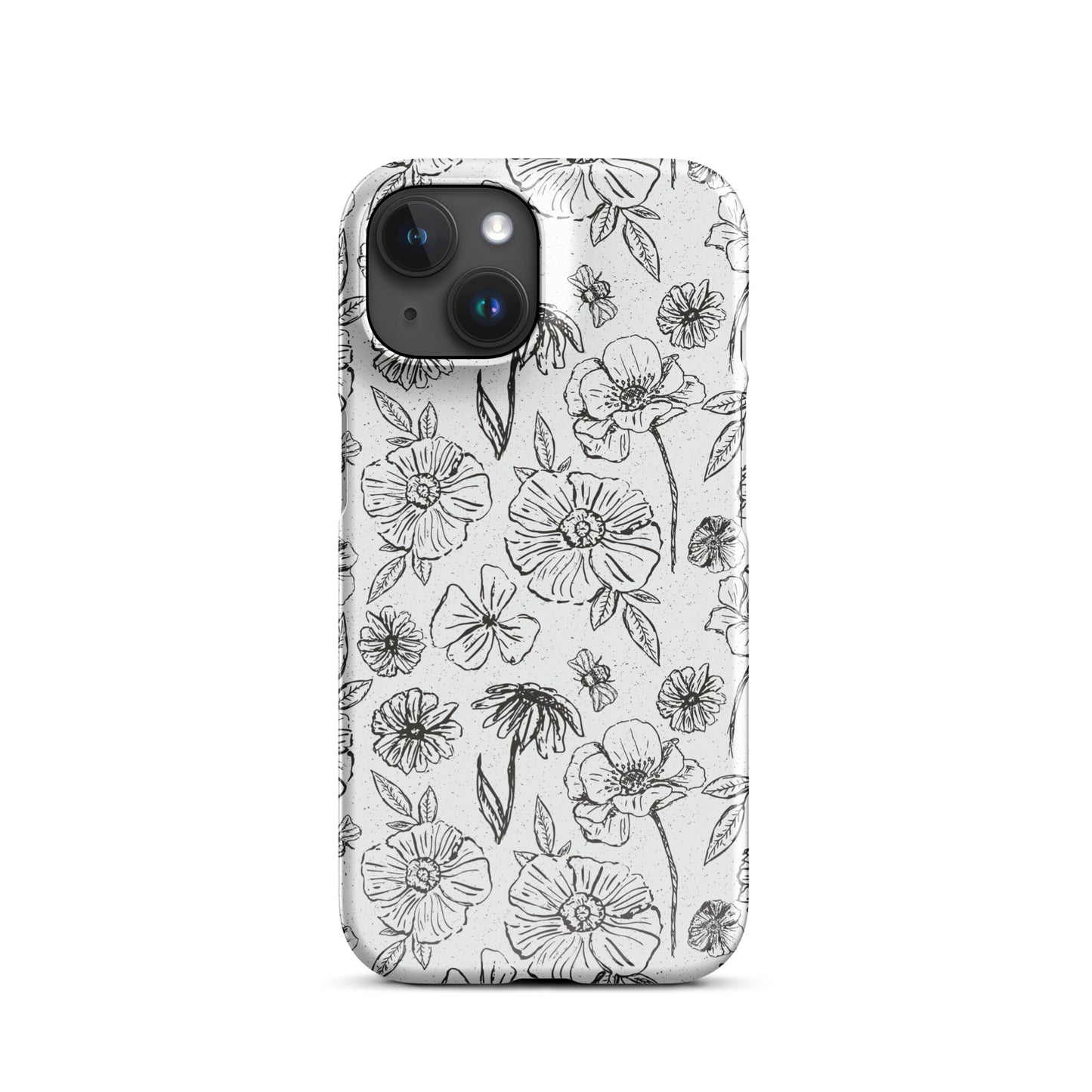 Black Floral Magnolia Print IPhone Case